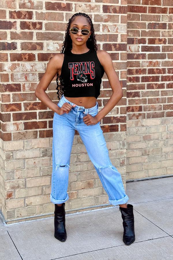 Gameday Couture HOUSTON TEXANS PURE VICTORY ESSENTIAL RIBBED CROP TANK