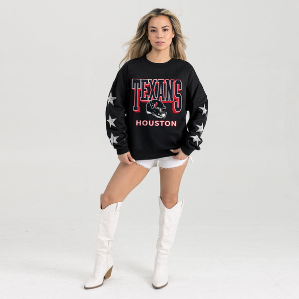 Gameday Couture HOUSTON TEXANS PURE VICTORY STAR EMBELLISHED CREW SWEATSHIRT