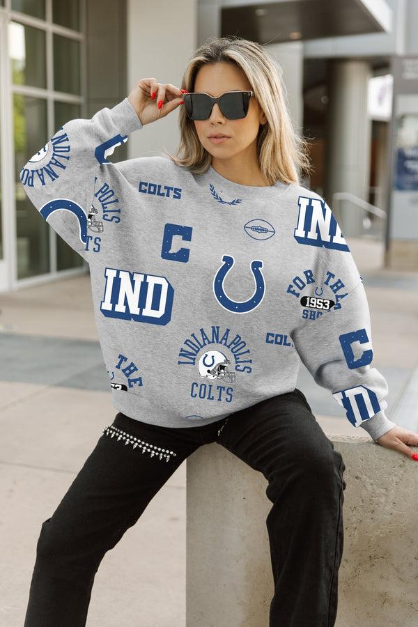 Gameday Couture INDIANAPOLIS COLTS ALWAYS ON REPEAT PREMIUM FLEECE CREW SWEATSHIRT