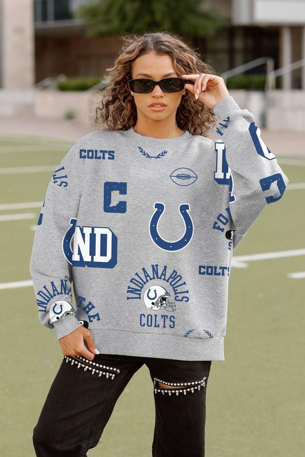 Gameday Couture INDIANAPOLIS COLTS ALWAYS ON REPEAT PREMIUM FLEECE CREW SWEATSHIRT