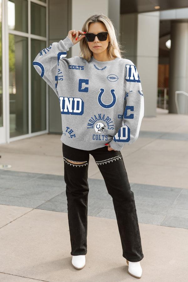 gameday couture INDIANAPOLIS COLTS ALWAYS ON REPEAT PREMIUM FLEECE CREW SWEATSHIRT