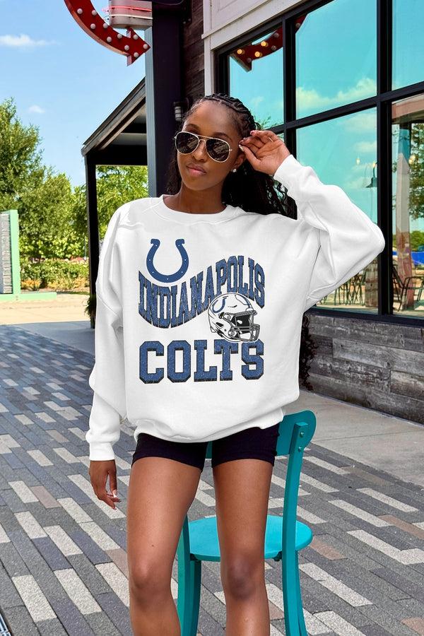 Gameday Couture INDIANAPOLIS COLTS HARD EARNED PREMIUM FLEECE CREWNECK PULLOVER