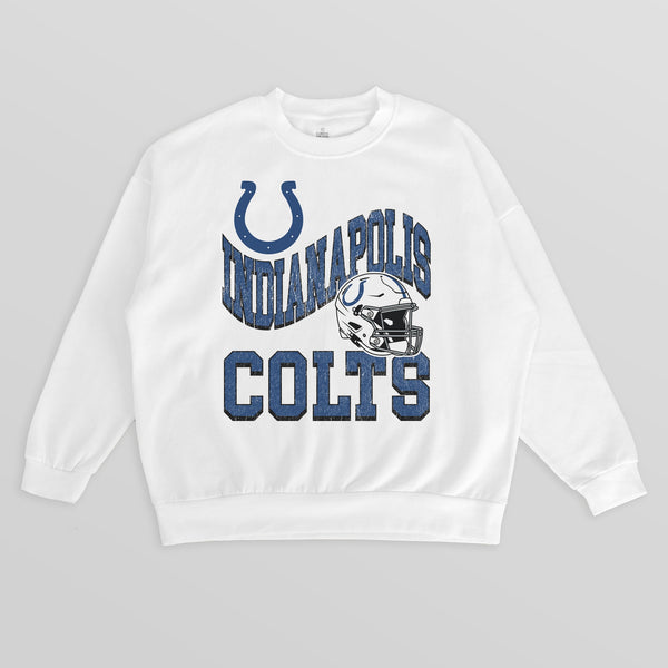 gameday couture INDIANAPOLIS COLTS HARD EARNED PREMIUM FLEECE CREWNECK PULLOVER