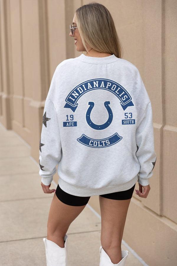 Gameday Couture INDIANAPOLIS COLTS Ready For It Star-Sleeve Crewneck Pullover