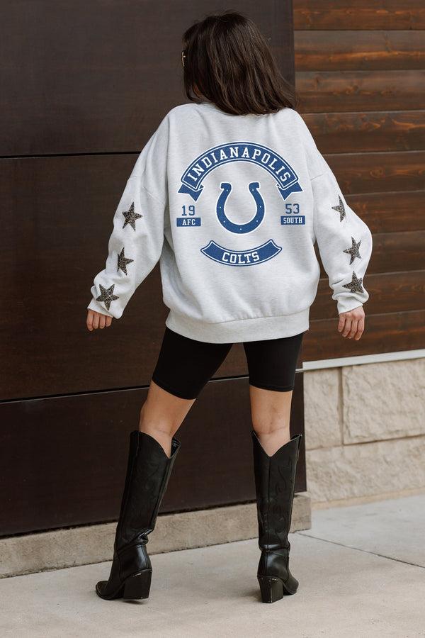 gameday couture INDIANAPOLIS COLTS Ready For It Star-Sleeve Crewneck Pullover