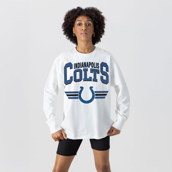 Gameday Couture INDIANAPOLIS COLTS SWIFT STRIKE ESSENTIAL RELAXED FIT LONG SLEEVE TEE
