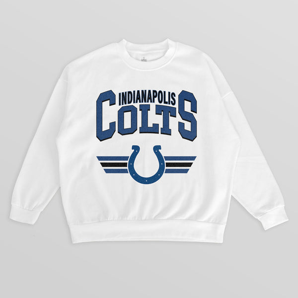 gameday couture INDIANAPOLIS COLTS SWIFT STRIKE PREMIUM FLEECE CREWNECK PULLOVER