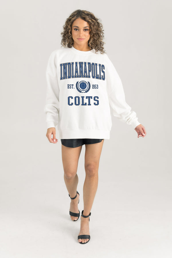 gameday couture INDIANAPOLIS COLTS Timeless Triumph Fleece Crewneck Pullover