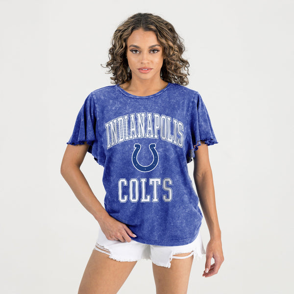 Gameday Couture INDIANAPOLIS COLTS VICTORY MODE FLUTTER SLEEVE TEE IN ROYAL