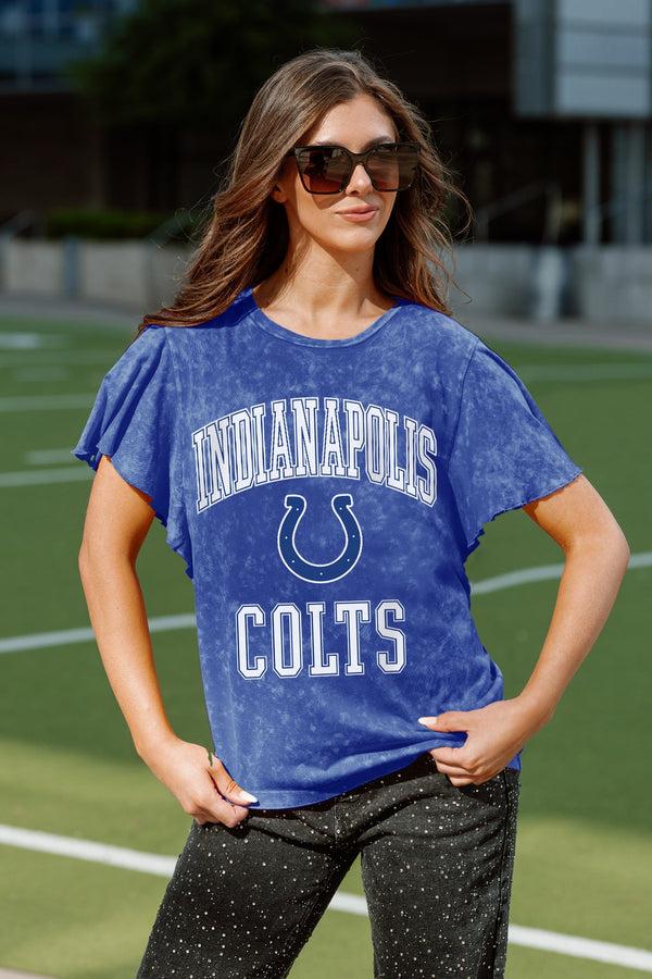 gameday couture INDIANAPOLIS COLTS VICTORY MODE FLUTTER SLEEVE TEE IN ROYAL