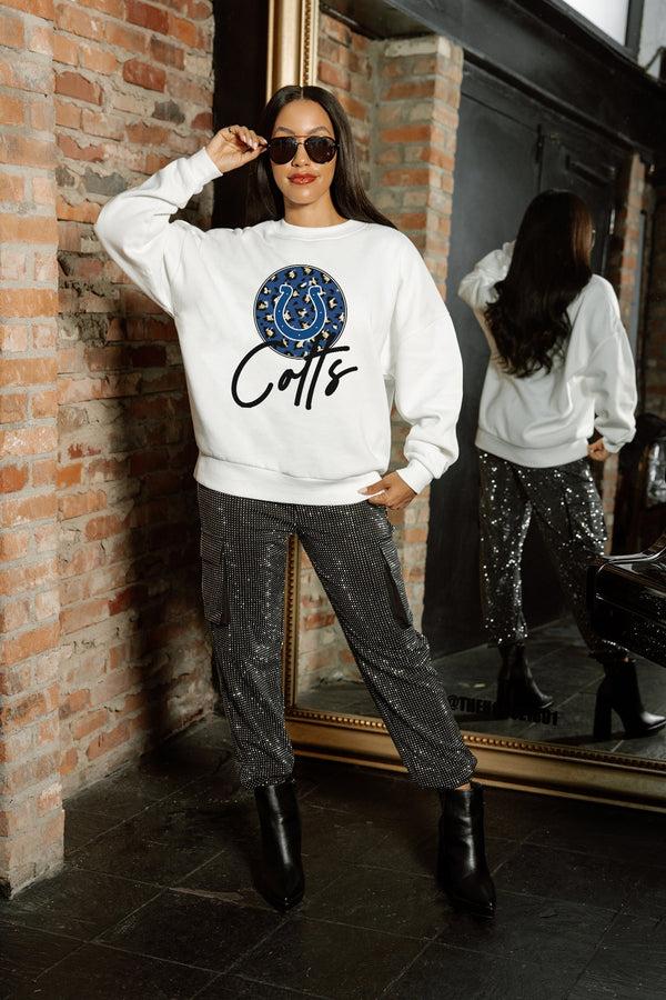 gameday couture INDIANAPOLIS COLTS WILD BREAKTHROUGH PREMIUM FLEECE CREWNECK PULLOVER