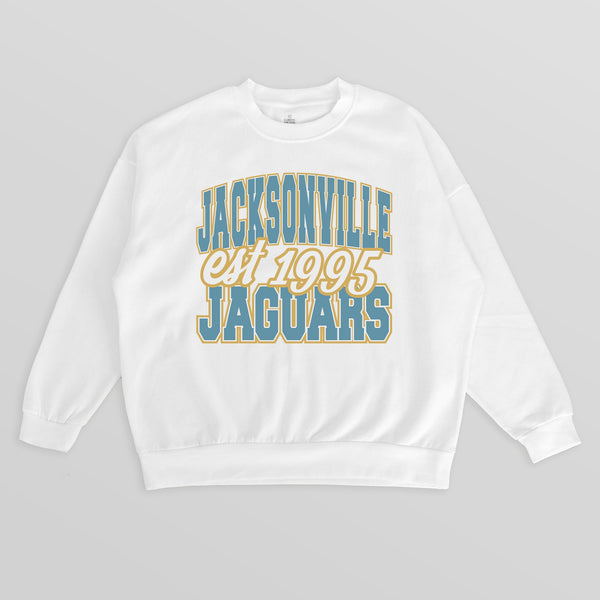 gameday couture JACKSONVILLE JAGUARS FADED FORMATION PREMIUM FLEECE CREWNECK PULLOVER