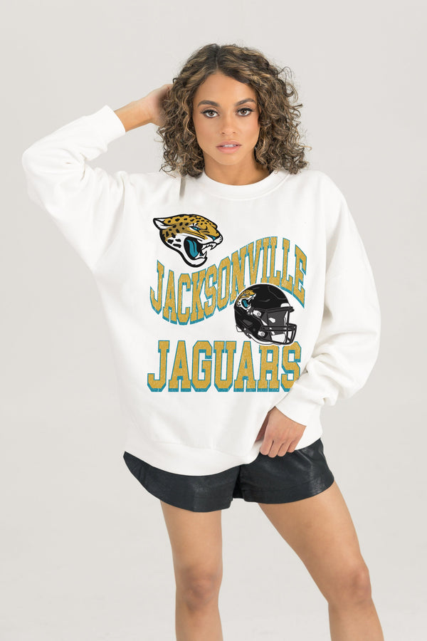 Gameday Couture JACKSONVILLE JAGUARS HARD EARNED PREMIUM FLEECE CREWNECK PULLOVER