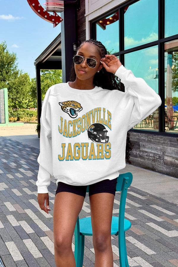 Gameday Couture JACKSONVILLE JAGUARS HARD EARNED PREMIUM FLEECE CREWNECK PULLOVER