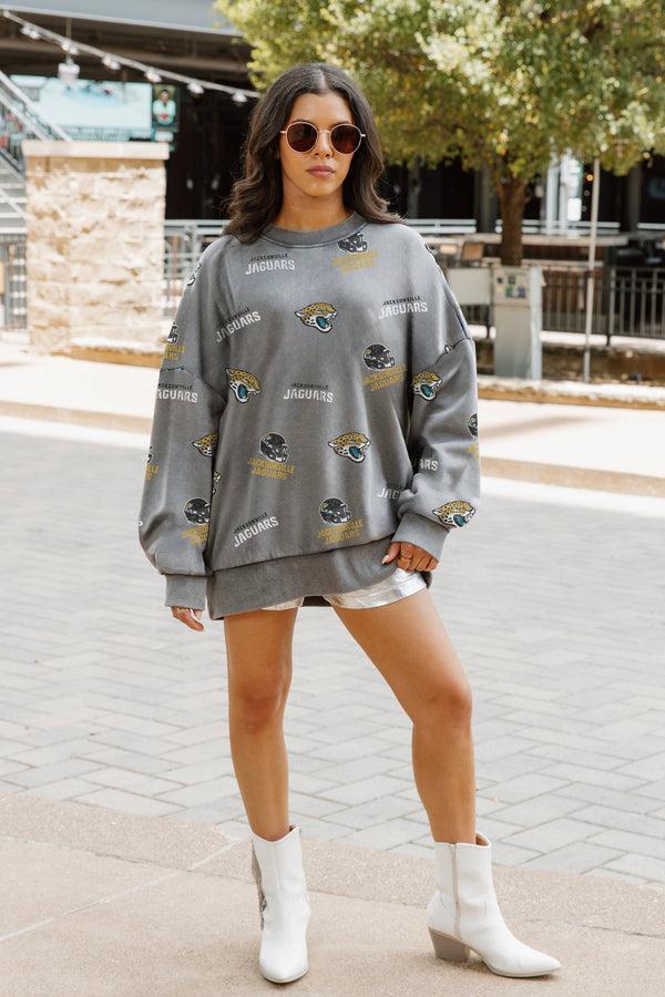 Gameday Couture JACKSONVILLE JAGUARS Playback Vintage-Wash Oversized Fleece Crew