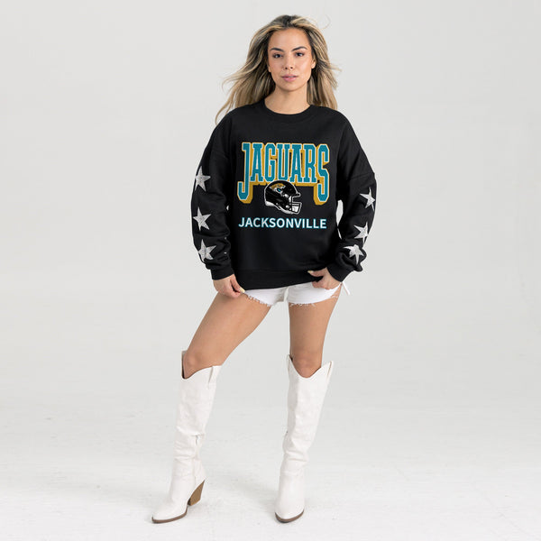 Gameday Couture JACKSONVILLE JAGUARS PURE VICTORY STAR EMBELLISHED CREW SWEATSHIRT