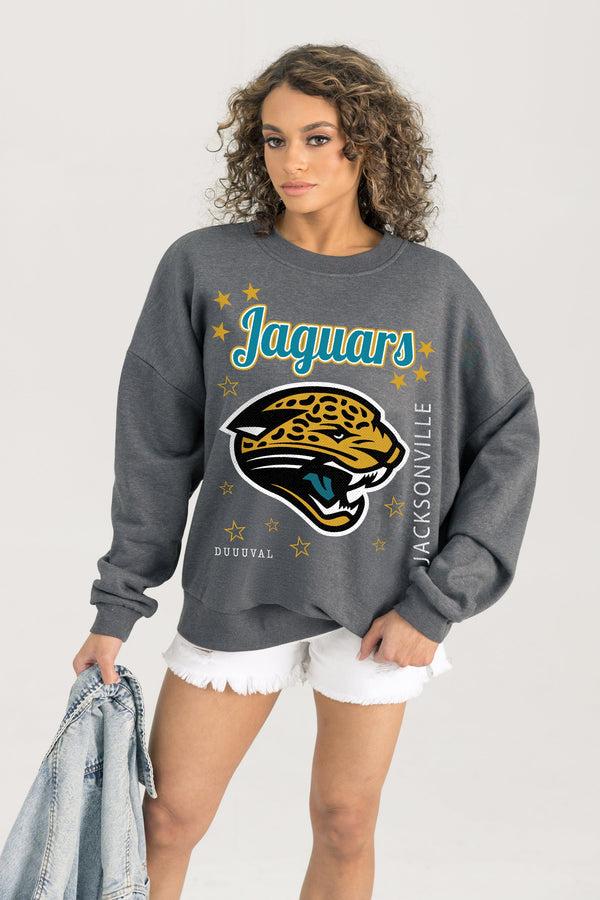 gameday couture JACKSONVILLE JAGUARS Ready To Rumble Fleece Crewneck Pullover