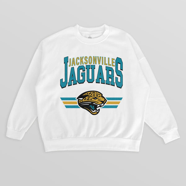 gameday couture JACKSONVILLE JAGUARS SWIFT STRIKE PREMIUM FLEECE CREWNECK PULLOVER