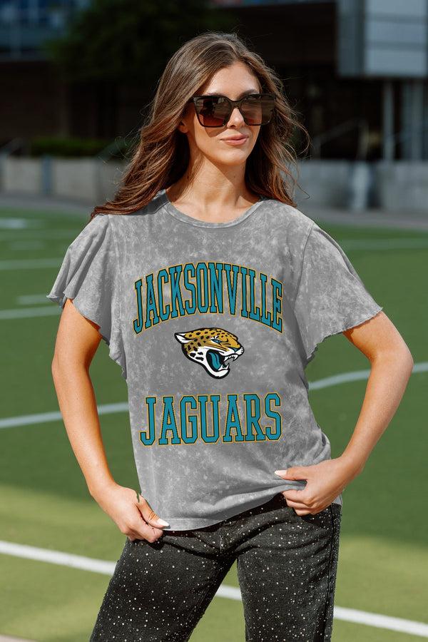 gameday couture JACKSONVILLE JAGUARS VICTORY MODE FLUTTER SLEEVE TEE IN GREY