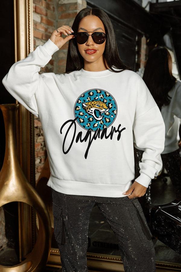 Gameday Couture JACKSONVILLE JAGUARS WILD BREAKTHROUGH PREMIUM FLEECE CREWNECK PULLOVER