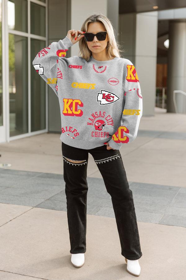 gameday couture KANSAS CITY CHIEFS ALWAYS ON REPEAT PREMIUM FLEECE CREW SWEATSHIRT