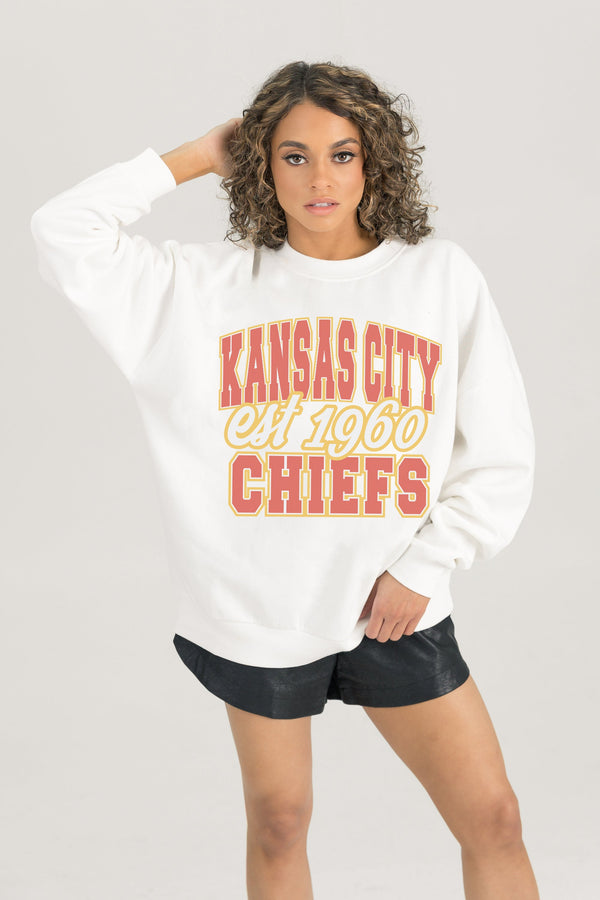 Gameday Couture KANSAS CITY CHIEFS FADED FORMATION PREMIUM FLEECE CREWNECK PULLOVER