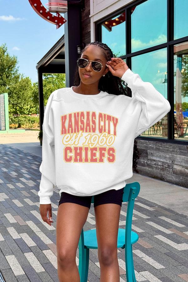 Gameday Couture KANSAS CITY CHIEFS FADED FORMATION PREMIUM FLEECE CREWNECK PULLOVER