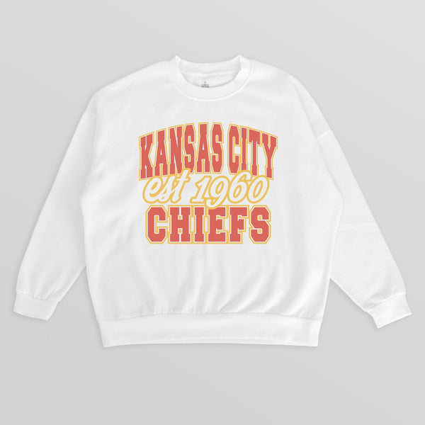 gameday couture KANSAS CITY CHIEFS FADED FORMATION PREMIUM FLEECE CREWNECK PULLOVER