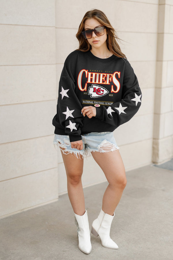 Gameday Couture KANSAS CITY CHIEFS Gameday Glimmer Embellished Star-Sleeve Pullover