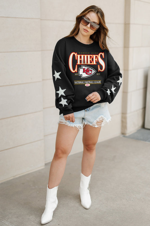 Gameday Couture KANSAS CITY CHIEFS Gameday Glimmer Embellished Star-Sleeve Pullover