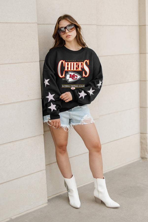 gameday couture KANSAS CITY CHIEFS Gameday Glimmer Embellished Star-Sleeve Pullover