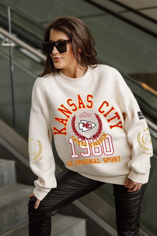 Gameday Couture KANSAS CITY CHIEFS Gameday Slay Fleece Drop-Shoulder Crewneck