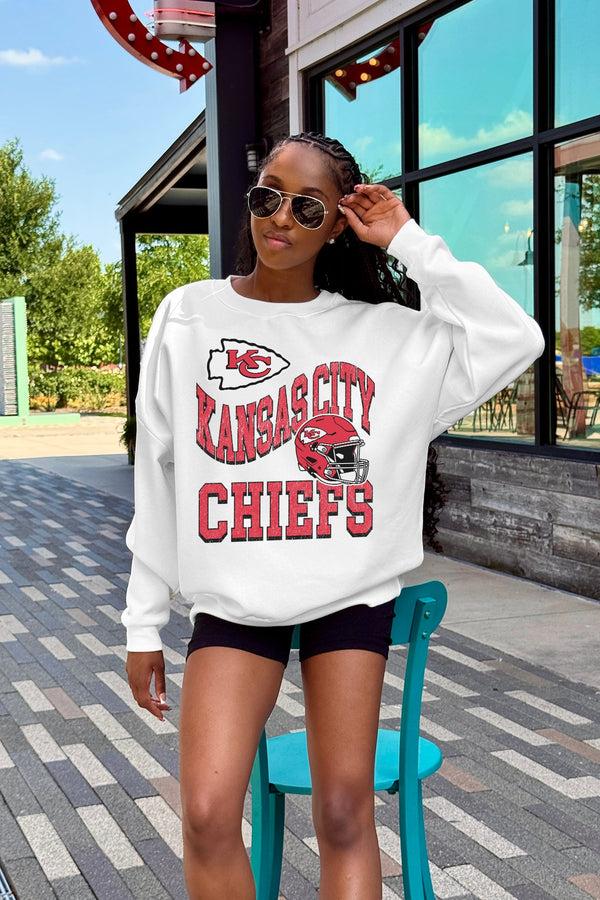 Gameday Couture KANSAS CITY CHIEFS HARD EARNED PREMIUM FLEECE CREWNECK PULLOVER