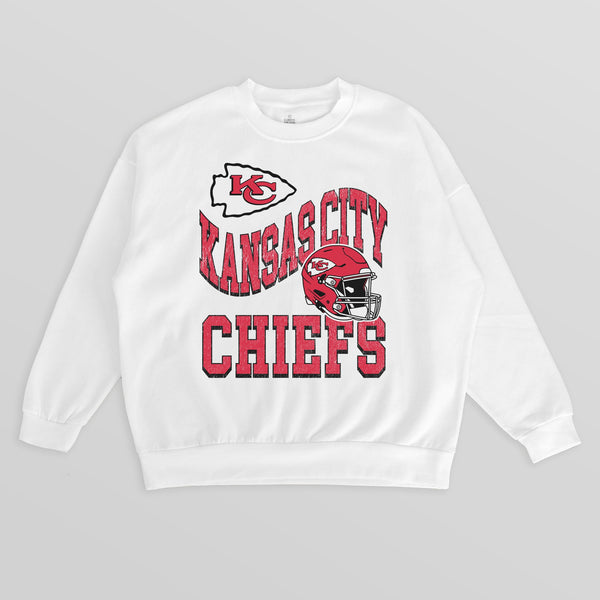 gameday couture KANSAS CITY CHIEFS HARD EARNED PREMIUM FLEECE CREWNECK PULLOVER