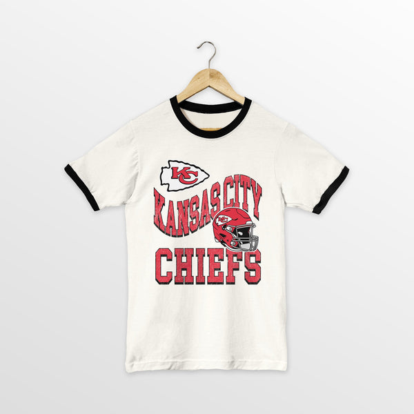 gameday couture KANSAS CITY CHIEFS HARD EARNED VINTAGE RINGER TEE