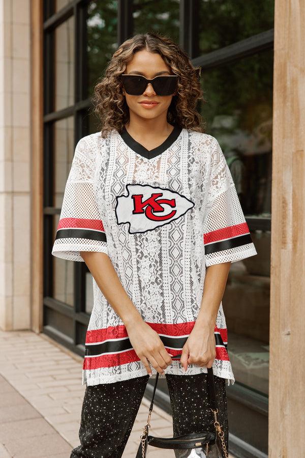 Gameday Couture KANSAS CITY CHIEFS HIGH NOTE LACE FASHION TOP
