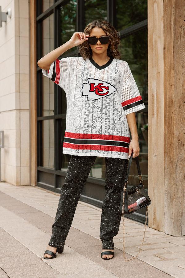 Gameday Couture KANSAS CITY CHIEFS HIGH NOTE LACE FASHION TOP