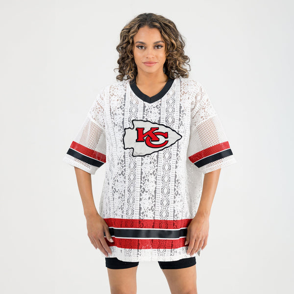 Gameday Couture KANSAS CITY CHIEFS HIGH NOTE LACE FASHION TOP