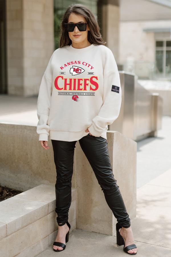 gameday couture KANSAS CITY CHIEFS Living The Dream Drop-Shoulder Crewneck