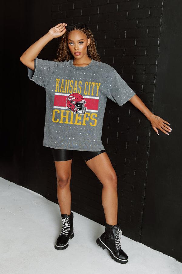 gameday couture KANSAS CITY CHIEFS On The Ball Mini Rhinestone Tee