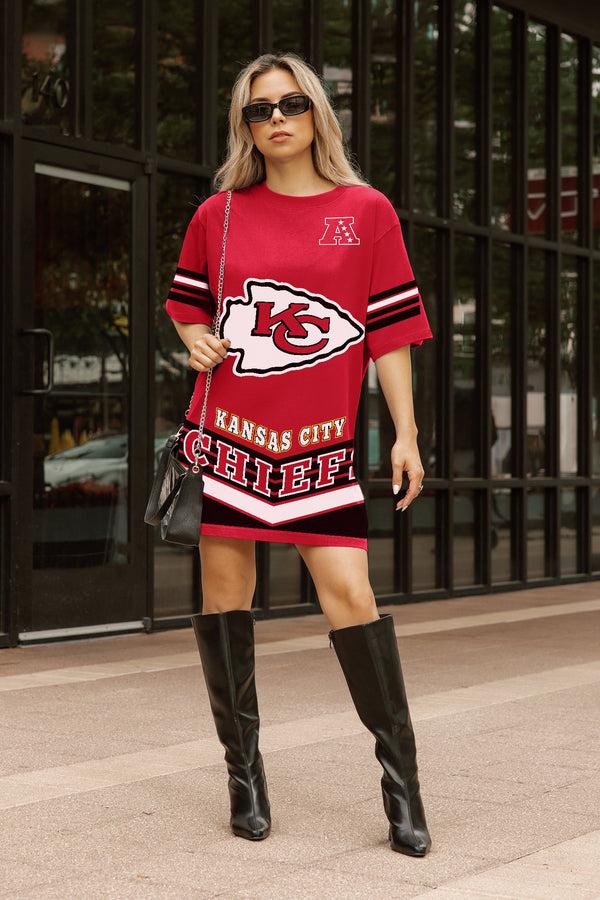 gameday couture KANSAS CITY CHIEFS PERFECT SCORE RETRO T-SHIRT DRESS