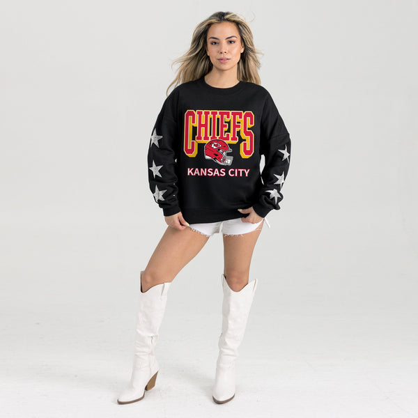 Gameday Couture KANSAS CITY CHIEFS PURE VICTORY STAR EMBELLISHED CREW SWEATSHIRT