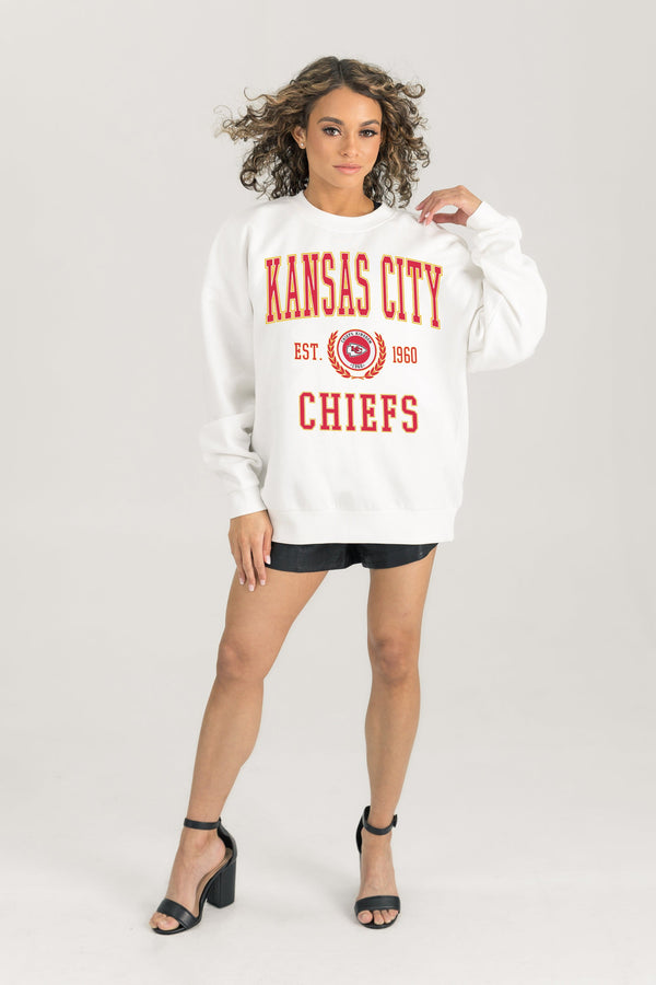 Gameday Couture KANSAS CITY CHIEFS Timeless Triumph Fleece Crewneck Pullover
