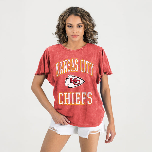 Gameday Couture KANSAS CITY CHIEFS VICTORY MODE FLUTTER SLEEVE TEE IN RED