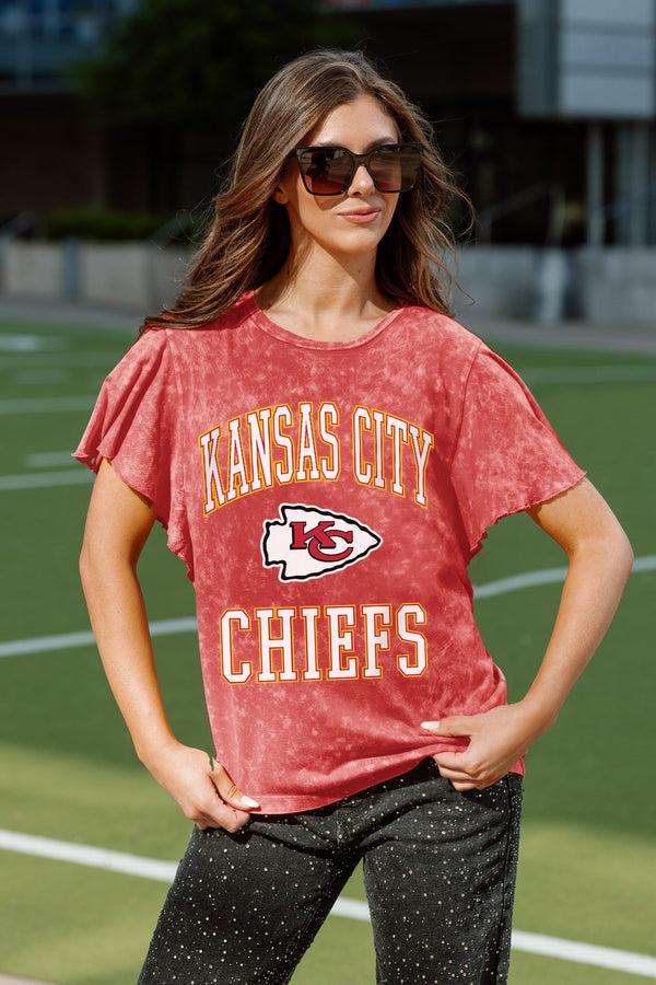 gameday couture KANSAS CITY CHIEFS VICTORY MODE FLUTTER SLEEVE TEE IN RED