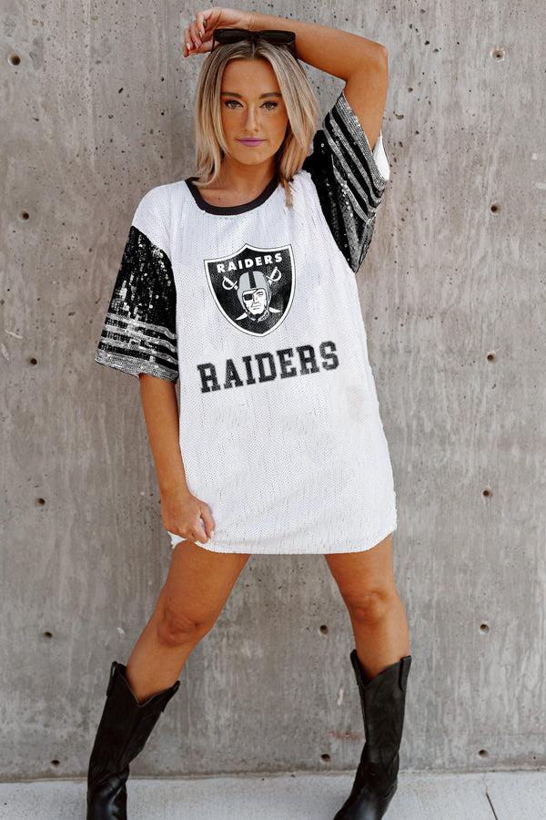 gameday couture LAS VEGAS RAIDERS Chic Champs Sequin Jersey Dress