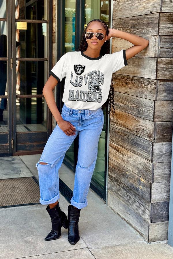 Gameday Couture LAS VEGAS RAIDERS HARD EARNED VINTAGE RINGER TEE