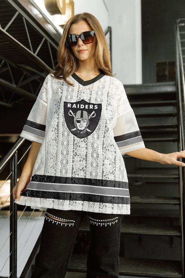 Gameday Couture LAS VEGAS RAIDERS HIGH NOTE LACE FASHION TOP