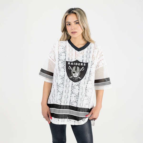 Gameday Couture LAS VEGAS RAIDERS HIGH NOTE LACE FASHION TOP