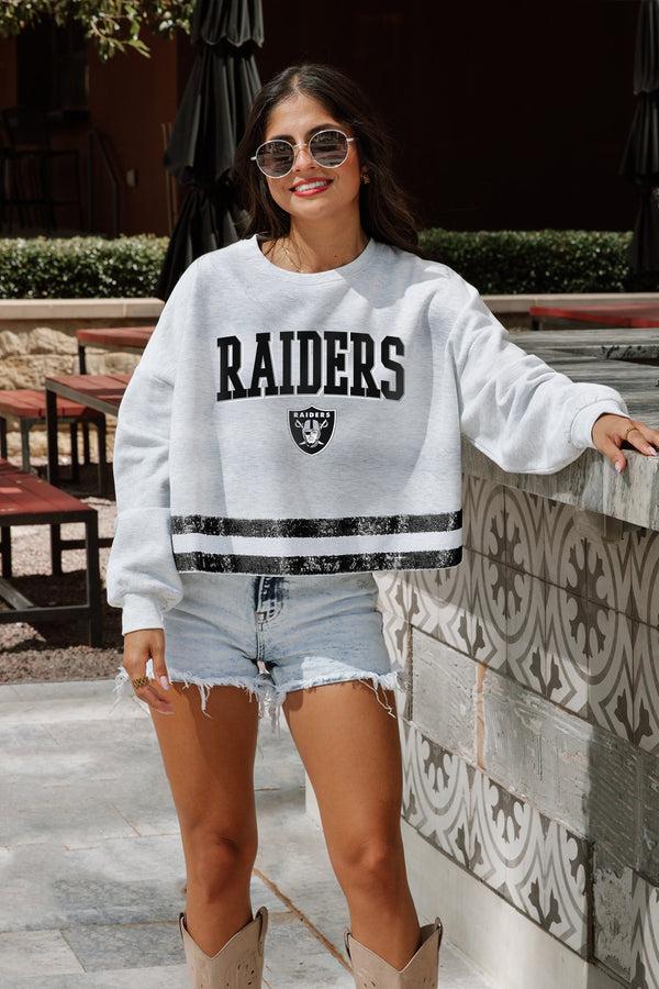 gameday couture LAS VEGAS RAIDERS Pass The Shine Long-Sleeve Metallic-Stripe Top